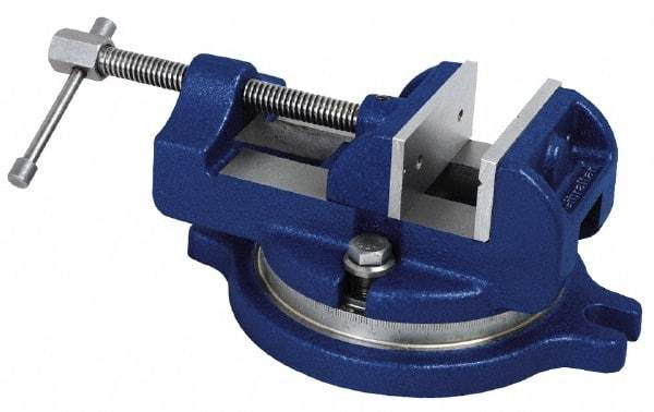 Gibraltar - 6" Jaw Width, 6" Jaw Opening Capacity, Horizontal Swivel Machine Vise - Manual Operation, 1 Station, 14-1/2" Long x 5-1/2" High x 2" Deep, 2" Jaw Height - USA Tool & Supply