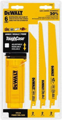 DeWALT - 6 Pieces, 8" to 9" Long x 0.04" Thickness, Bi-Metal Reciprocating Saw Blade Set - Straight Profile, 6 to 14 Teeth, Toothed Edge - USA Tool & Supply