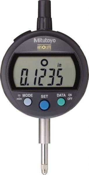 Mitutoyo - 0 to 12.7mm Range, 0.0005" Graduation, Electronic Drop Indicator - Lug Back, Accurate to 0.001", LCD Display - USA Tool & Supply