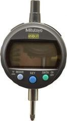 Mitutoyo - 0 to 12.7mm Range, 0.0005" Graduation, Electronic Drop Indicator - Lug-on-center Back, Accurate to 0.001", English & Metric System, LCD Display - USA Tool & Supply