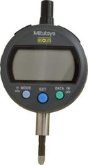 Mitutoyo - 0 to 12.7mm Range, 0.0005" Graduation, Electronic Drop Indicator - Lug-on-center Back, Accurate to 0.001", English & Metric System, LCD Display - USA Tool & Supply