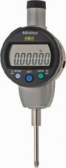 Mitutoyo - 0 to 1" Range, 0.00005" Graduation, Electronic Drop Indicator - Flat Back, Accurate to 0.0001", English & Metric System, LCD Display - USA Tool & Supply
