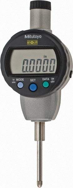 Mitutoyo - 0 to 1" Range, 0.0005" Graduation, Electronic Drop Indicator - Flat Back, Accurate to 0.001", English & Metric System, LCD Display - USA Tool & Supply