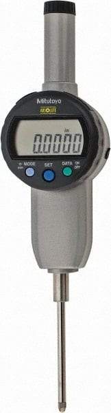 Mitutoyo - 0 to 2" Range, 0.0005" Graduation, Electronic Drop Indicator - Flat Back, Accurate to 0.0016", English & Metric System, LCD Display - USA Tool & Supply