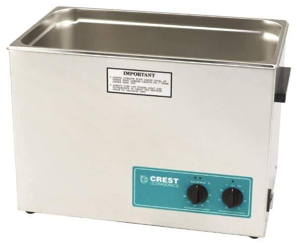 CREST ULTRASONIC - Bench Top Water-Based Ultrasonic Cleaner - 7 Gal Max Operating Capacity, Stainless Steel Tank, 368.3mm High x 533.4mm Long x 323.85mm Wide, 117 Input Volts - USA Tool & Supply