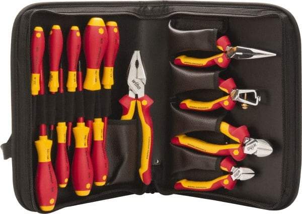 Wiha - 14 Piece Insulated Hand Tool Set - Comes in Zippered Case - USA Tool & Supply