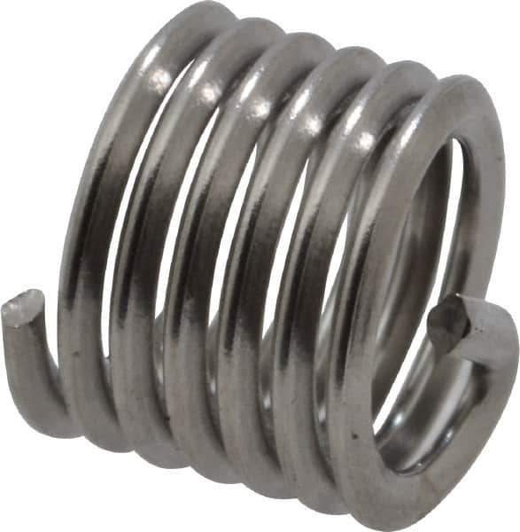 Heli-Coil - M4x0.70 Metric Coarse, 6mm OAL, Free Running Helical Insert - 6-1/8 Free Coils, Tanged, 304 Stainless Steel, Bright Finish, 1-1/2D Insert Length - USA Tool & Supply