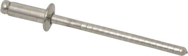 RivetKing - Size 42 Dome Head Stainless Steel Open End Blind Rivet - Stainless Steel Mandrel, 0.126" to 3/16" Grip, 1/4" Head Diam, 0.129" to 0.133" Hole Diam, 0.337" Length Under Head, 1/8" Body Diam - USA Tool & Supply