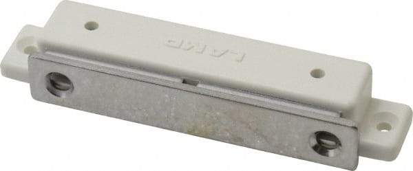 Sugatsune - 3.39" Long x 0.67" Wide x 0.51" High, Plastic & Steel Magentic Catch - White Finish, 10.5 Magnetic Force, 2-3/4" Long Strike, 15/32" Wide Strike - USA Tool & Supply