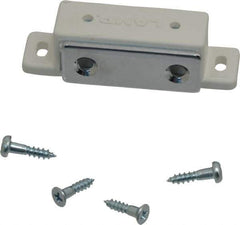 Sugatsune - 2.36" Long x 0.71" Wide x 0.63" High, Plastic & Steel Tension Catch - White Finish, 6.1 Magnetic Force, 1-1/2" Long Strike, 35/64" Wide Strike - USA Tool & Supply
