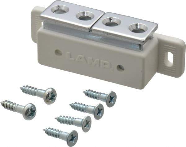 Sugatsune - 2.36" Long x 0.71" Wide x 0.63" High, Plastic & Steel Magnetic Touch Latch - White Finish, 6.1 Magnetic Force, 25/32" Long Strike, 35/64" Wide Strike - USA Tool & Supply