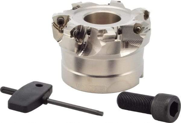 Seco - 7 Inserts, 3" Cutter Diam, 0.08" Max Depth of Cut, Indexable High-Feed Face Mill - 1" Arbor Hole Diam, 2" High, R220.21 Toolholder, 218.19-160.. Inserts, Series R220.21 - USA Tool & Supply