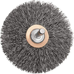 DeWALT - 3" OD, 1/4" Shank Diam, Crimped Steel Wheel Brush - 15/16" Trim Length, 0.014" Filament Diam, 20,000 RPM - USA Tool & Supply