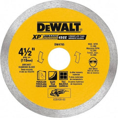 DeWALT - 4-1/2" Diam, 5/8 & 7/8" Arbor Hole Diam, Wet & Dry Cut Saw Blade - Diamond-Tipped, Standard Round Arbor - USA Tool & Supply