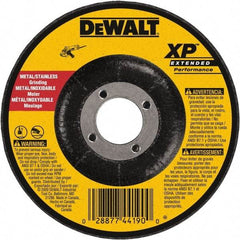 DeWALT - 24 Grit, 9" Wheel Diam, 1/4" Wheel Thickness, 7/8" Arbor Hole, Type 27 Depressed Center Wheel - Zirconia Alumina, Resinoid Bond, 6,600 Max RPM, Compatible with Angle Grinder - USA Tool & Supply