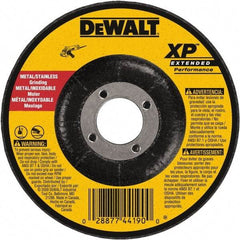 DeWALT - 24 Grit, 6" Wheel Diam, 1/4" Wheel Thickness, 7/8" Arbor Hole, Type 27 Depressed Center Wheel - Zirconia Alumina, Resinoid Bond, 10,100 Max RPM, Compatible with Angle Grinder - USA Tool & Supply