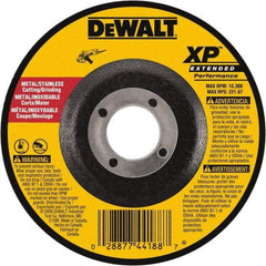 DeWALT - 24 Grit, 5" Wheel Diam, 1/8" Wheel Thickness, 7/8" Arbor Hole, Type 27 Depressed Center Wheel - Zirconia Alumina, Resinoid Bond, 12,200 Max RPM, Compatible with Angle Grinder - USA Tool & Supply