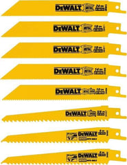 DeWALT - 8 Pieces, 4" to 6" Long x 0.04" Thickness, Bi-Metal Reciprocating Saw Blade Set - Straight Profile, 4 to 24 Teeth, Toothed Edge - USA Tool & Supply