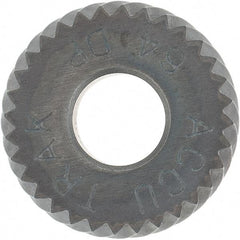 Made in USA - 1/2" Diam, 80° Tooth Angle, Convex, Form Type Cobalt Right-Hand Diagonal Knurl Wheel - 3/16" Face Width, 3/16" Hole, 64 Diametral Pitch, Ferritic Nitrocarburizing Finish, Series EPV - Exact Industrial Supply