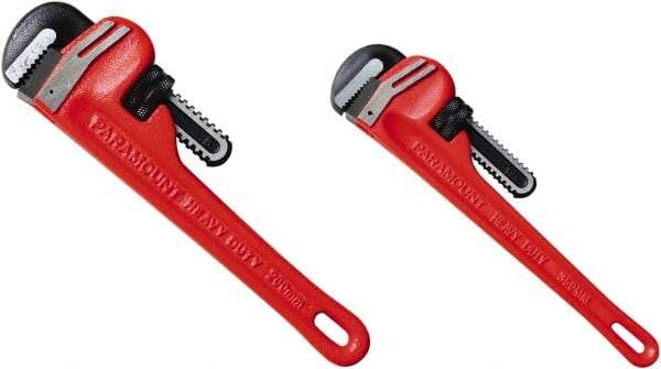 Paramount - 2 Piece, 0" to 1" & 0" to 2", Straight Pipe Wrench Set - Inch Measurement Standard - USA Tool & Supply