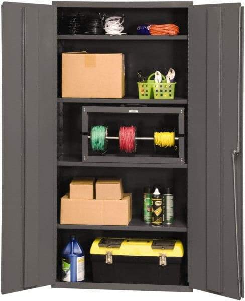 Durham - 4 Shelf Locking Storage Cabinet - Steel, 36" Wide x 24" Deep x 72" High, Gray - USA Tool & Supply