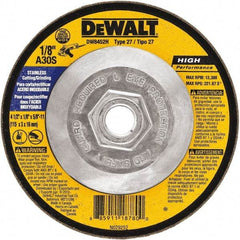 DeWALT - 30 Grit, 7" Wheel Diam, 1/8" Wheel Thickness, Type 27 Depressed Center Wheel - Aluminum Oxide, 8,700 Max RPM, Compatible with Angle Grinder - USA Tool & Supply