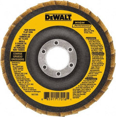DeWALT - 100 Grit, 4-1/2" Disc Diam, 5/8-11 Center Hole, Type 27 Aluminum Oxide Flap Disc - 13,300 Max RPM, Fiberglass Backing, Arbor Attaching System, Non-Woven - USA Tool & Supply