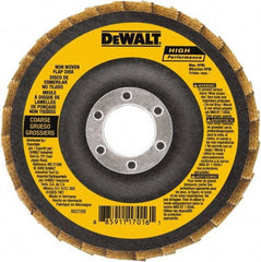 DeWALT - 4-1/2" Disc Diam, 7/8" Center Hole, Type 27 Aluminum Oxide Flap Disc - 13,300 Max RPM, Fiberglass Backing, Arbor Attaching System, Non-Woven - USA Tool & Supply