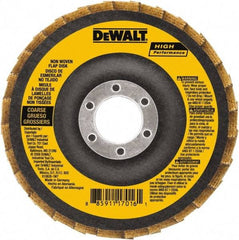 DeWALT - 100 Grit, 4-1/2" Disc Diam, 7/8" Center Hole, Type 27 Aluminum Oxide Flap Disc - 13,300 Max RPM, Fiberglass Backing, Arbor Attaching System, Non-Woven - USA Tool & Supply
