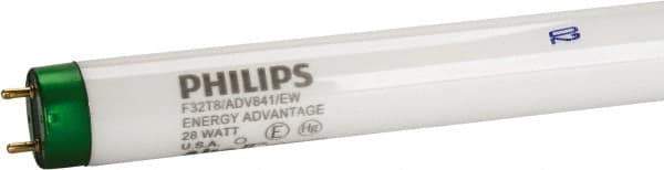 Philips - 28 Watt Fluorescent Tubular Medium Bi-Pin Lamp - 4,100°K Color Temp, 2,700 Lumens, T8, 24,000 hr Avg Life - USA Tool & Supply