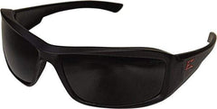 Edge Eyewear - Smoke Lenses, Framed Safety Glasses - Scratch Resistant, Black Nylon Frame, Size Universal, Wrap Around - USA Tool & Supply