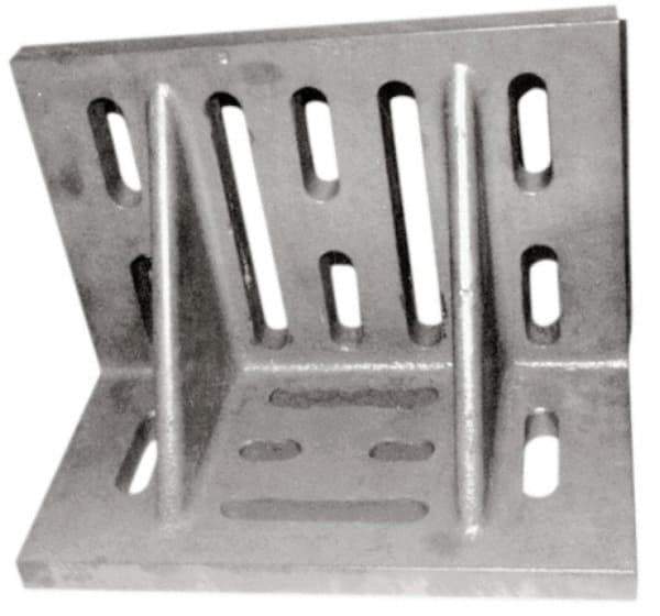 Suburban Tool - 16" Wide x 9" Deep x 12" High Cast Iron Machined Angle Plate - Slotted Plate, Through-Slots on Surface, Double Web, 1-1/8" Thick, Single Plate - USA Tool & Supply