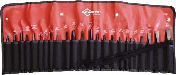 Mayhew - 24 Piece Punch & Chisel Set - 1/4 to 3/4" Chisel, 3/32 to 1/2" Punch, Hex Shank - USA Tool & Supply