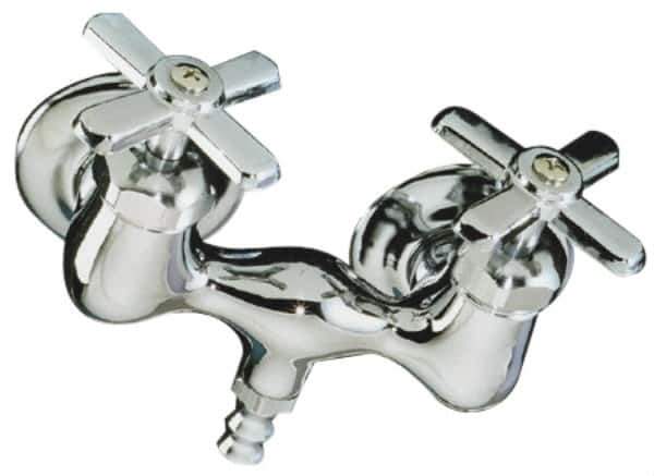 B&K Mueller - Exposed, Two Handle, Chrome Coated, Brass, Bath Faucet - Cross Handles, 3-3/8 Inch Mounting Centers, Brass Handles - USA Tool & Supply