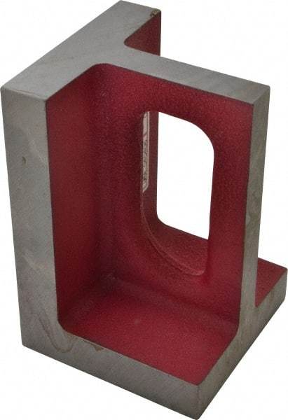 Suburban Tool - 1 Hole, 6" High x 4" Wide x 4" Deep, Right Angle Iron - Cast Iron, Machined, 7/8" Thick, Parallel & Square to within 0.002" per 6" - USA Tool & Supply