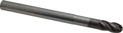 SGS - 1/2" Diam, 1" LOC, 4 Flute Solid Carbide Ball End Mill - AlTiN Finish, Single End, 6" OAL, 1/2" Shank Diam, Spiral Flute - USA Tool & Supply