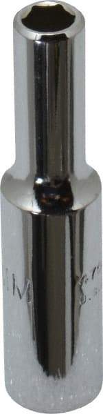 Proto - 1/4" Drive, Deep Hand Socket - 6 Points, 1-15/16" OAL, Chrome Finish - USA Tool & Supply