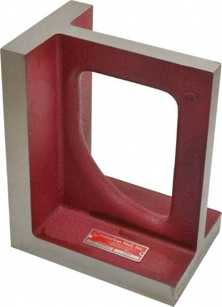 Suburban Tool - 1 Hole, 10" High x 5-1/2" Wide x 8" Deep, Right Angle Iron - Cast Iron, Precision Ground, 1-1/8" Thick, Parallel to within 0.00025" per 6", Square to within 0.0005" per 6" - USA Tool & Supply