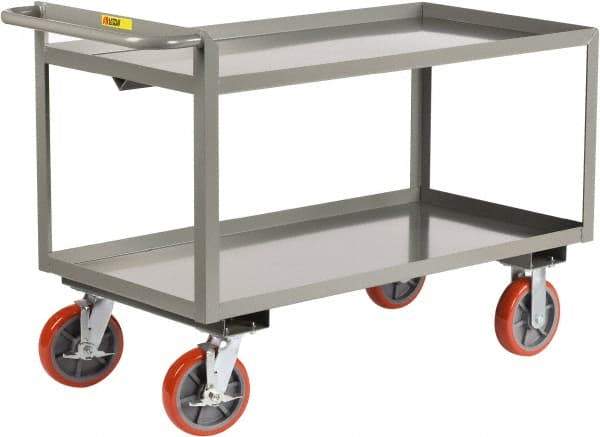 Little Giant - 3,600 Lb Capacity, 24" Wide x 54" Long x 36" High Shelf Cart - 2 Shelf, Steel, 2 Rigid/2 Swivel Casters - USA Tool & Supply