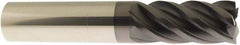 Accupro - 1/2", 2" LOC, 1/2" Shank Diam, 4" OAL, 5 Flute, Solid Carbide Square End Mill - Single End, AlTiN Finish, Spiral Flute, 40° Helix, Centercutting, Right Hand Cut, Right Hand Flute - USA Tool & Supply