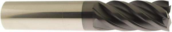 Accupro - 3/4", 2-1/2" LOC, 3/4" Shank Diam, 5" OAL, 5 Flute, Solid Carbide Square End Mill - Single End, AlTiN Finish, Spiral Flute, 40° Helix, Centercutting, Right Hand Cut, Right Hand Flute - USA Tool & Supply