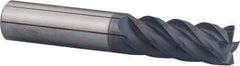 Accupro - 1/2", 5 Flute, Single End, Solid Carbide, 0.015" Corner Radius End Mill - 4" OAL, 40° Helix, Right Hand Flute, 2" LOC, Right Hand Cut - USA Tool & Supply
