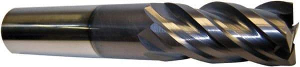 Accupro - 3/16", 3/8" LOC, 3/16" Shank Diam, 2" OAL, 4 Flute, Solid Carbide Square End Mill - Single End, AlTiN Finish, Spiral Flute, 40° Helix, Centercutting, Right Hand Cut, Right Hand Flute - USA Tool & Supply