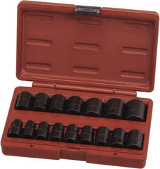 Paramount - 16 Piece 1/2" Drive Standard Impact Socket Set - 6 Points, 10 to 27mm, Metric Measurement Standard - USA Tool & Supply
