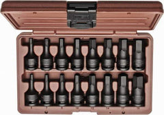 Paramount - 16 Piece 1/2" Drive Inch/Metric Impact Hex Bit Socket Set - 1/4 to 3/4" Hex - USA Tool & Supply