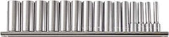 Paramount - 15 Piece 1/2" Drive Chrome Vanadium Finish Deep Well Socket Set - 12 Points, 3/8" to 1-1/4" Range, Inch Measurement Standard - USA Tool & Supply