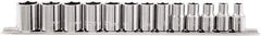 Paramount - 13 Piece 3/8" Drive Chrome Vanadium Finish Socket Set - 6 Points, 7mm to 19mm Range, Metric Measurement Standard - USA Tool & Supply