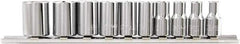 Paramount - 10 Piece 1/4" Drive Chrome Vanadium Finish Socket Set - 6 Points, 3/16" to 9/16" Range, Inch Measurement Standard - USA Tool & Supply