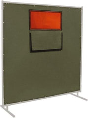 Steiner - 6' High x 8' Wide x 0.012" Thick Cotton Duck & Vinyl Welding Curtain - Olive & Orange, Grommet - USA Tool & Supply