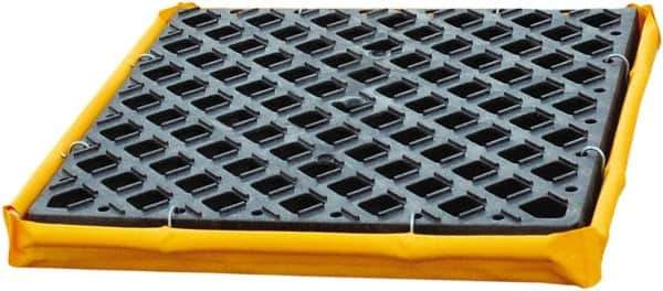 UltraTech - 6 Gal Sump, 1,500 Lb Capacity, 1 Drum, Polyethylene Spill Deck or Pallet - 24" Long x 24" Wide x 2-1/2" High, Yellow and Black, Low Profile, Inline Drum Configuration - USA Tool & Supply